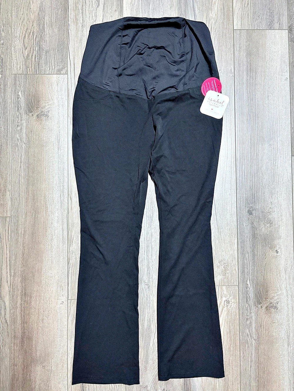 Isabel Maternity Crossover Panel Black Maternity Flare Pants Size 10 NWT